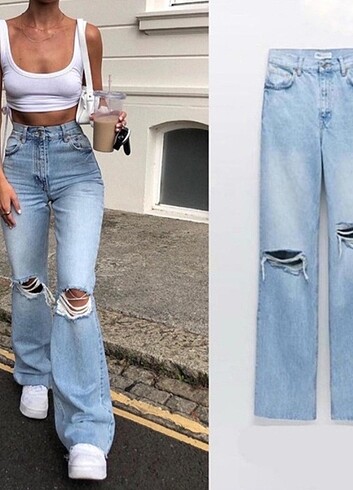 Ripped wide leg jean buz mavisi