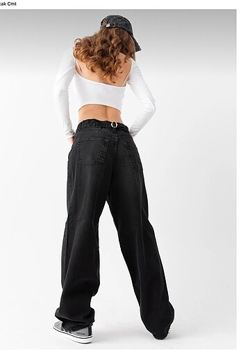 34 Beden Kemer detay baggy jean