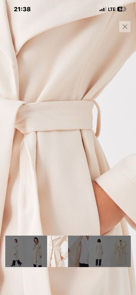 Krem bej Renk Kuşaklı Kadın Kaban - Görsel 4