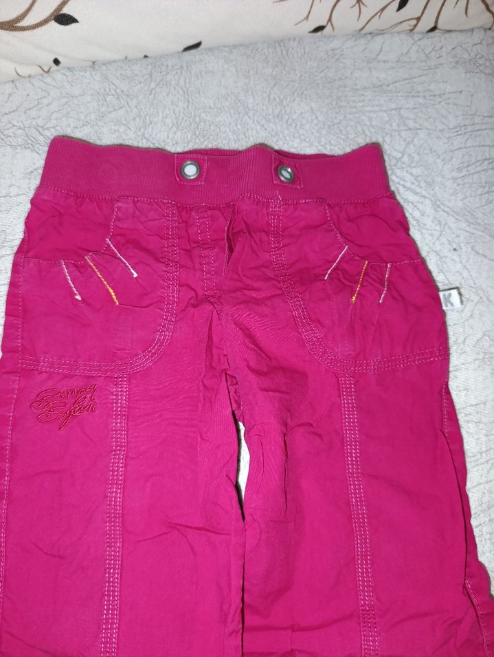 Kız Çocuk Pembe Keten Bol Kesim Pantolon - Görsel 2