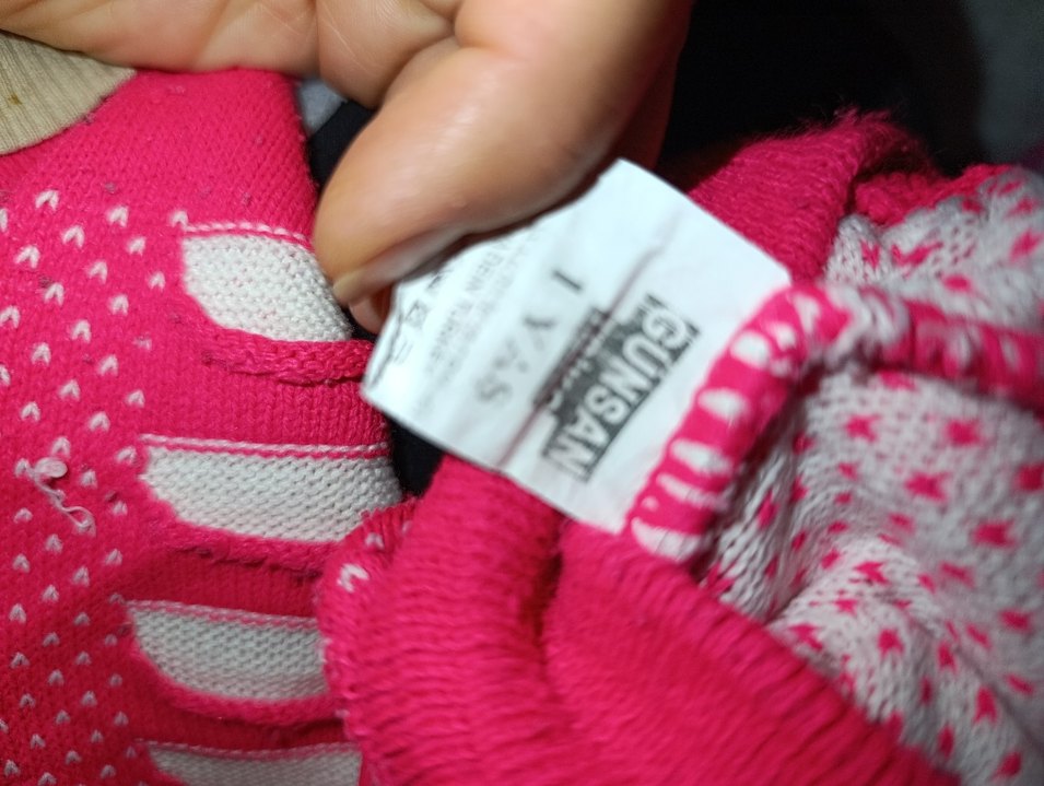 Kız Çocuk Pembe Desenli Triko Tayt - Görsel 4