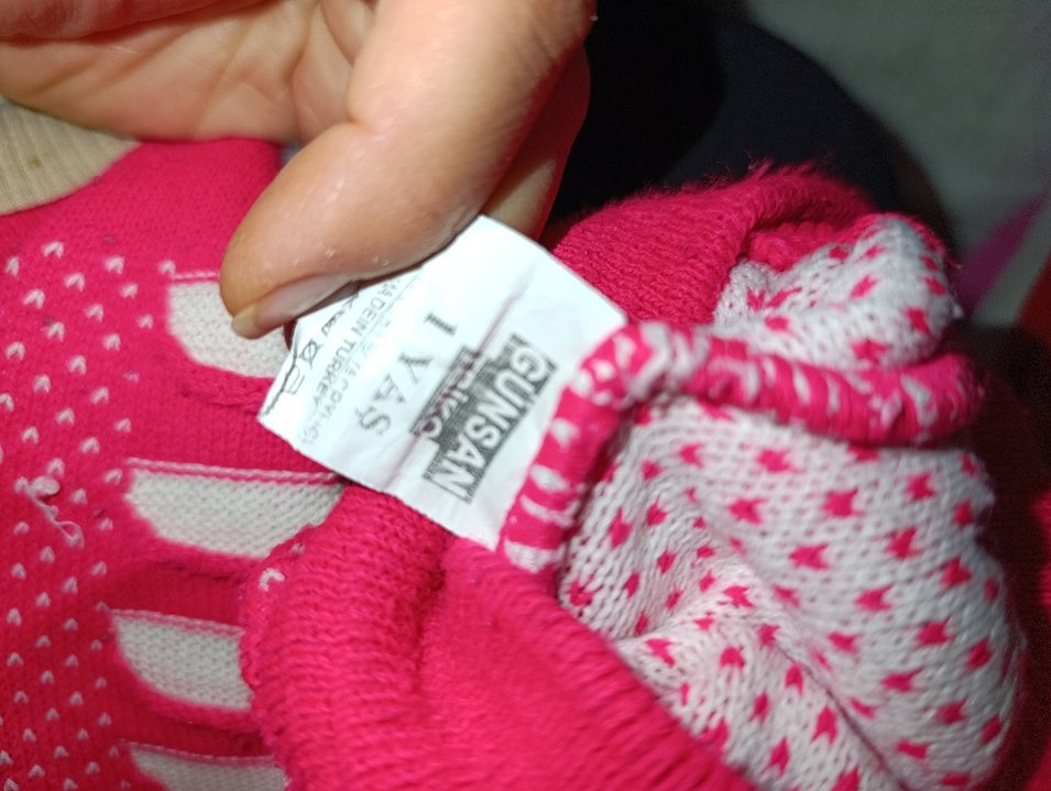 Kız Çocuk Pembe Desenli Triko Tayt - Görsel 3