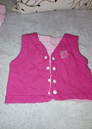 Kız Çocuk Pembe Düğmeli Yelek - Görsel 2