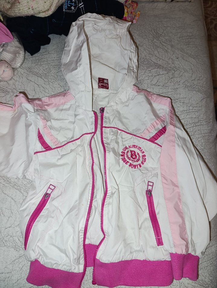 Kız Çocuk Kapüşonlu Fermuarlı Beyaz Yağmurluk - Görsel 2