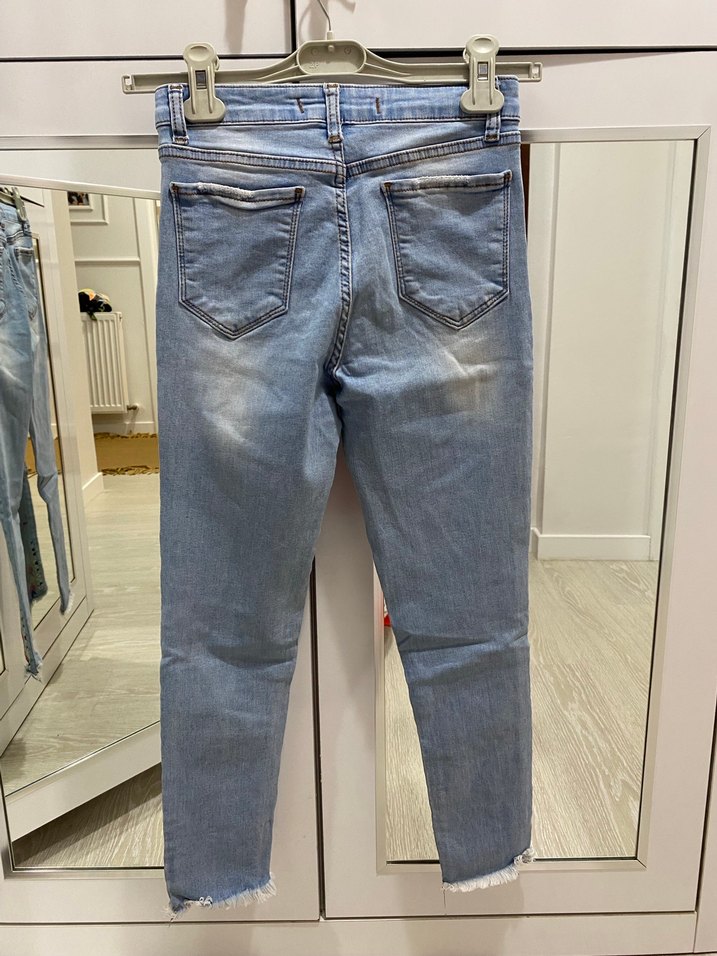 Renkli Nakışlı Mini Denim Jean - Görsel 4