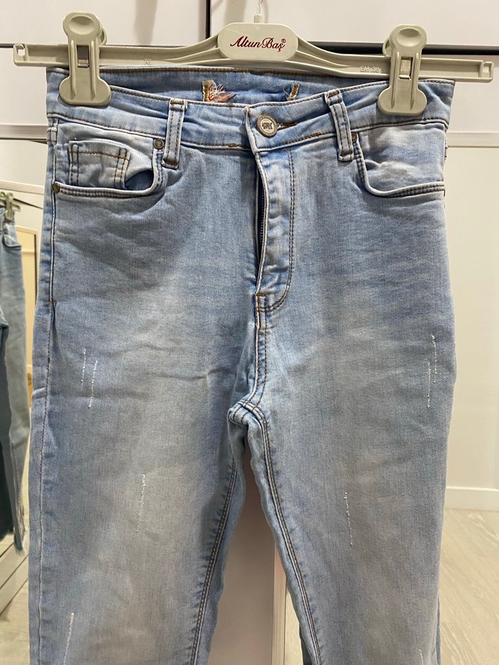 Renkli Nakışlı Mini Denim Jean - Görsel 2