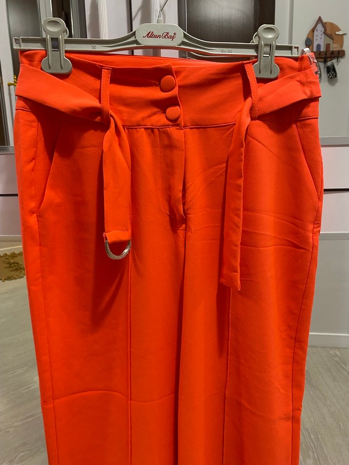 Kemerli  Kumaş Pantolon - Görsel 2