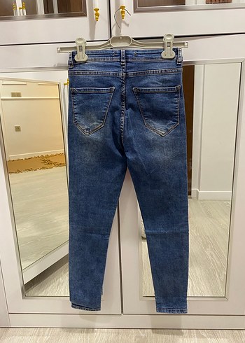 Quzu Denim Kemerli Dar Paça Jean - Görsel 4