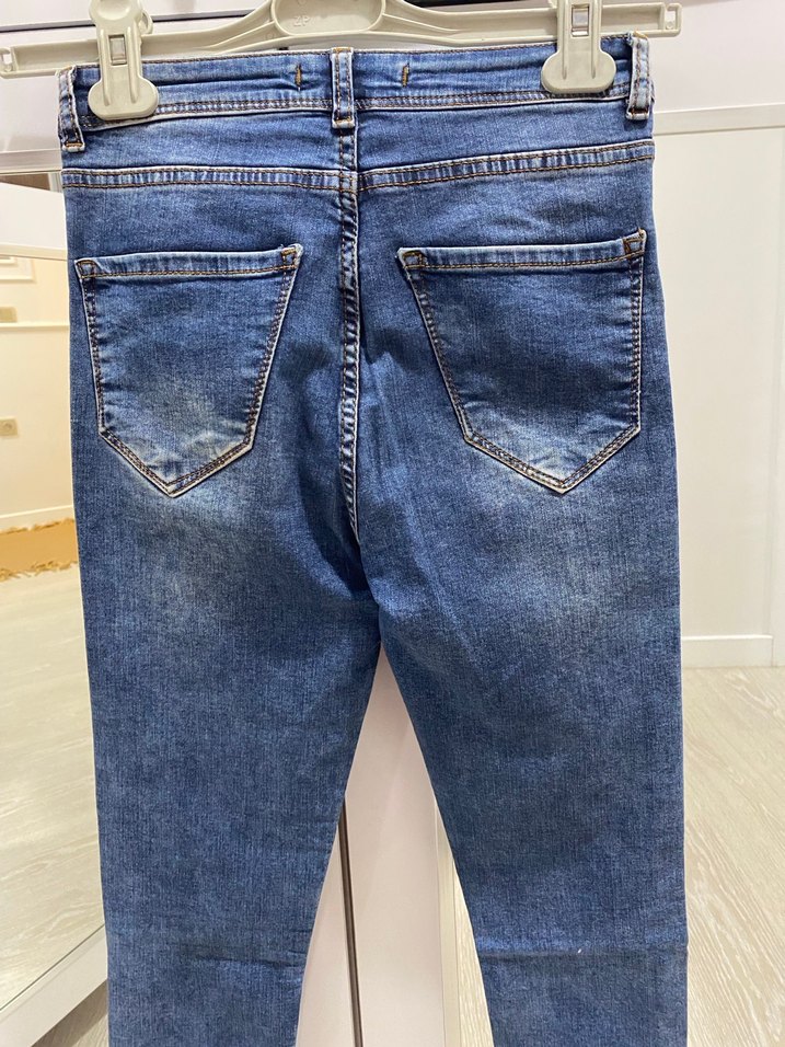 Quzu Denim Kemerli Dar Paça Jean - Görsel 5