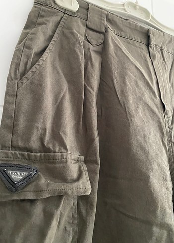 Kamuflaj Desenli Kemerli Kadın Keten Pantolon - Görsel 5