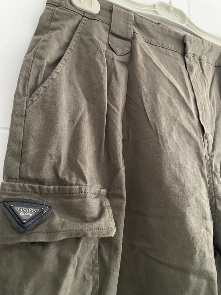 Kamuflaj Desenli Kemerli Kadın Keten Pantolon - Görsel 5