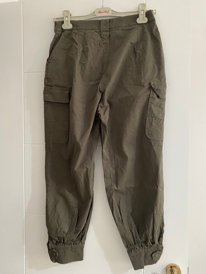 Kamuflaj Desenli Kemerli Kadın Keten Pantolon - Görsel 3