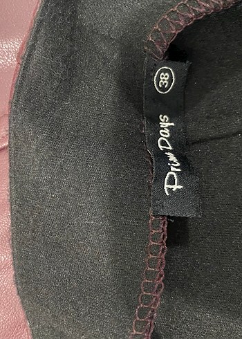 Bordo Drapeli Deri Midi Kalem Etek - Görsel 4