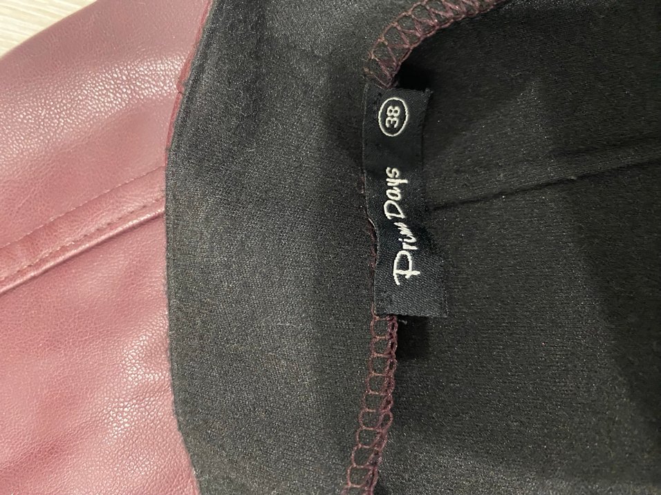 Bordo Drapeli Deri Midi Kalem Etek - Görsel 4