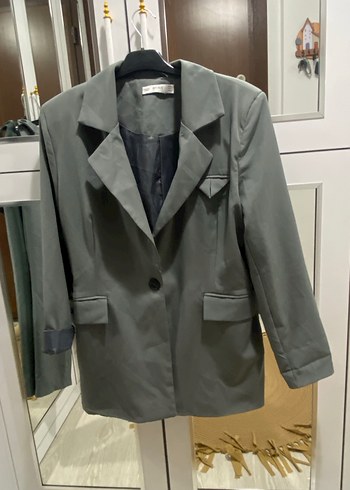 Gri Kadın Blazer Ceket ve Pantolon Takım - Görsel 5