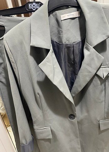 Gri Kadın Blazer Ceket ve Pantolon Takım - Görsel 2