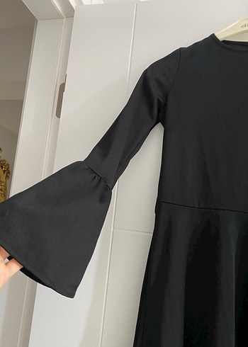 Siyah Uzun Kollu Gotik Kadın Elbise - Görsel 6