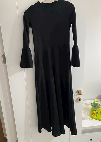 Siyah Uzun Kollu Gotik Kadın Elbise - Görsel 5