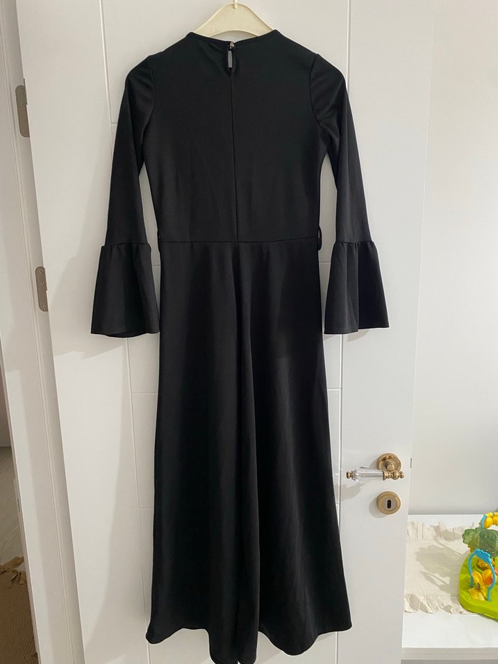 Siyah Uzun Kollu Gotik Kadın Elbise - Görsel 2