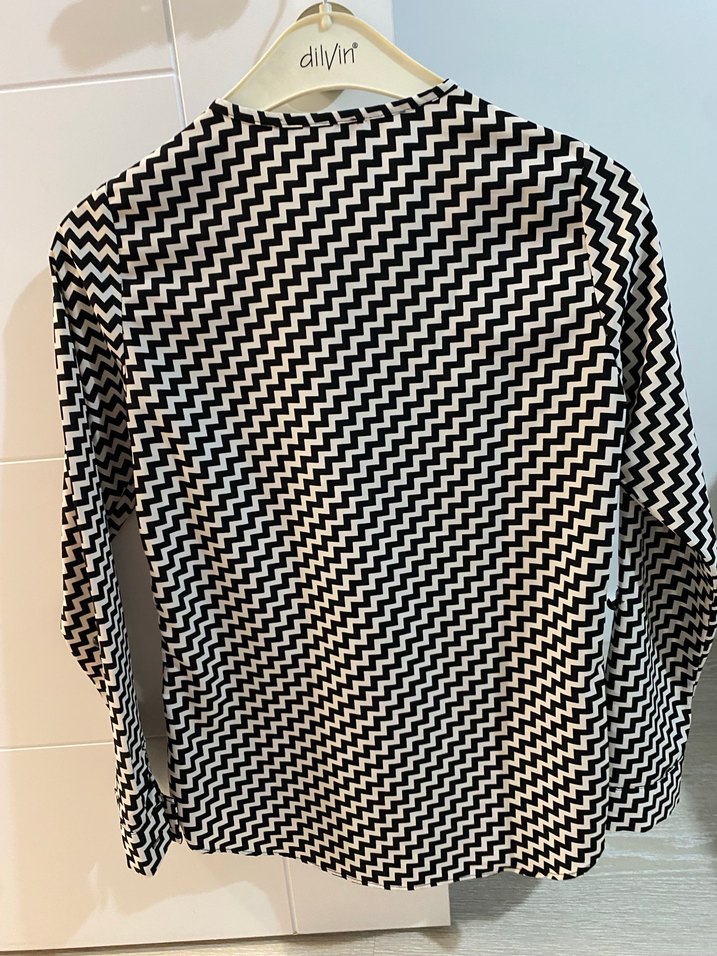 Zebra Desenli V Yakalı Kadın Bluz - Görsel 4