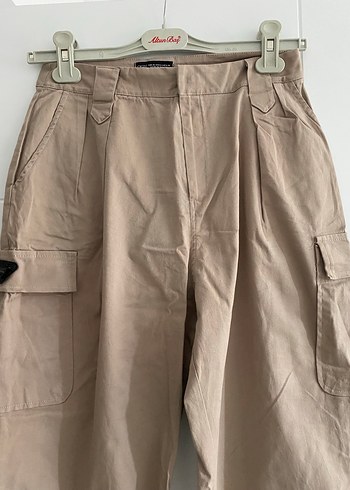 Bej Kemerli Rahat Kesim Kadın Keten Pantolon - Görsel 6