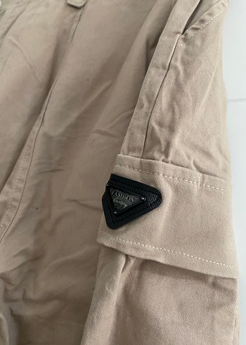 Bej Kemerli Rahat Kesim Kadın Keten Pantolon - Görsel 5