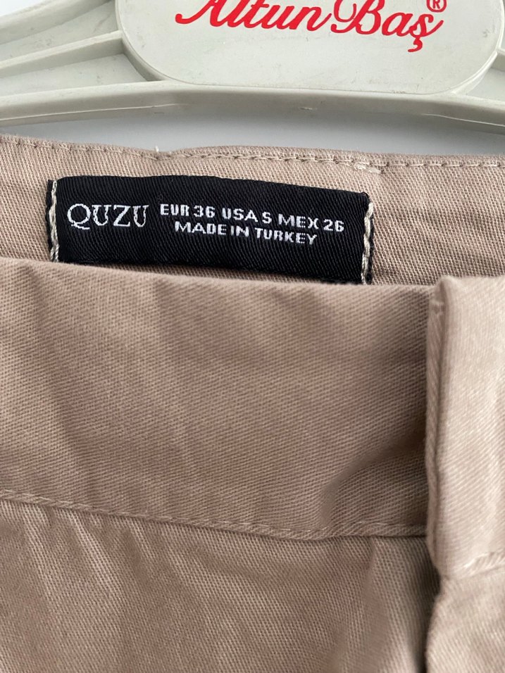 Bej Kemerli Rahat Kesim Kadın Keten Pantolon - Görsel 2