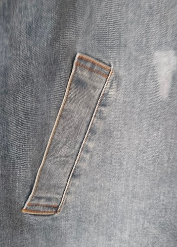42 Beden Düğmeli Uzun Mavi Denim Kadın Ceket