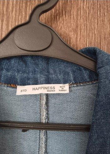 42 Beden mavi Renk Düğmeli Uzun Mavi Denim Kadın Ceket