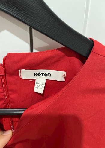 s Beden Kırmızı Kısa Kollu Salaş Midi Tunik