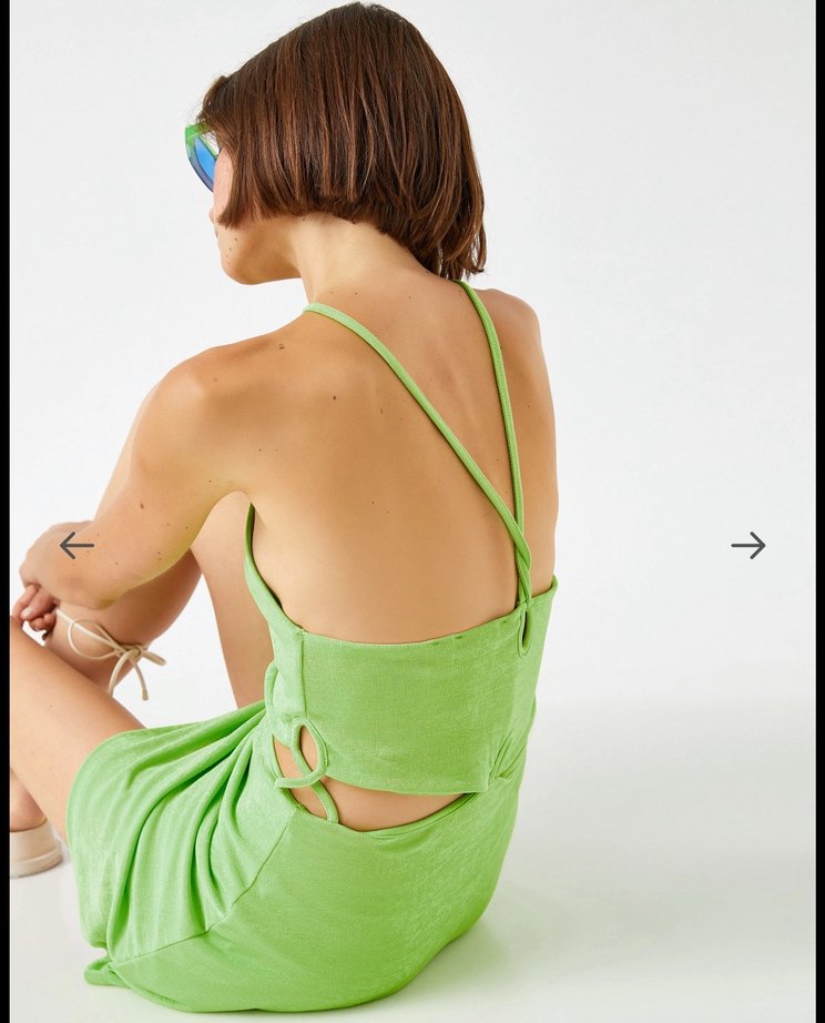 Yeşil Mini Straplez Kadın Elbise - Görsel 3