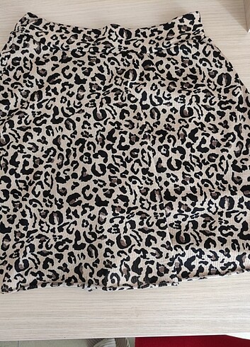 Leopar desenli şort etek
