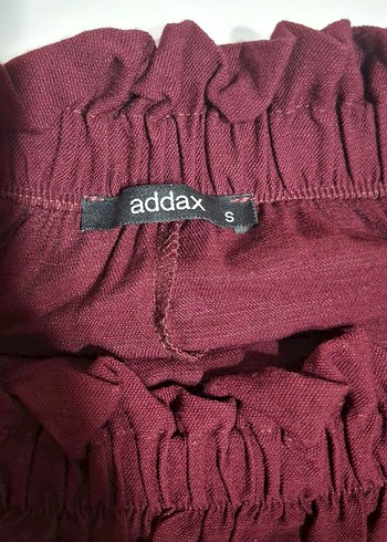 Addax Bordo Straplez Fırfırlı Keten Elbise - Görsel 2
