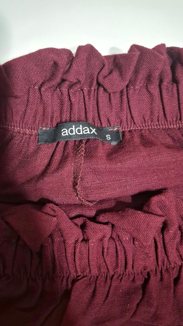 Addax Bordo Straplez Fırfırlı Keten Elbise - Görsel 2