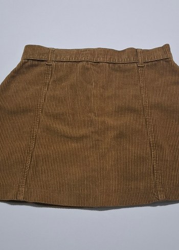 Addax Fermuarlı Kahverengi Kadife Mini Etek - Görsel 2