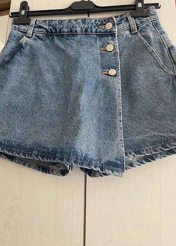 Zara Mavi Denim Mini Şort Etek