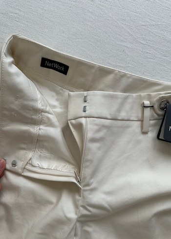 xs Beden beyaz Renk Bej Kemerli Kadın Kumaş Pantolon