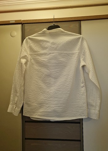 Kadın Beyaz Uzun Kollu Keten Gömlek - Görsel 2