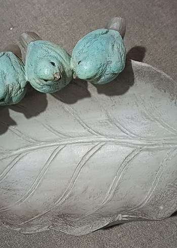 Turkuaz Kuşlu Gri Yaprak Biblo - Görsel 4