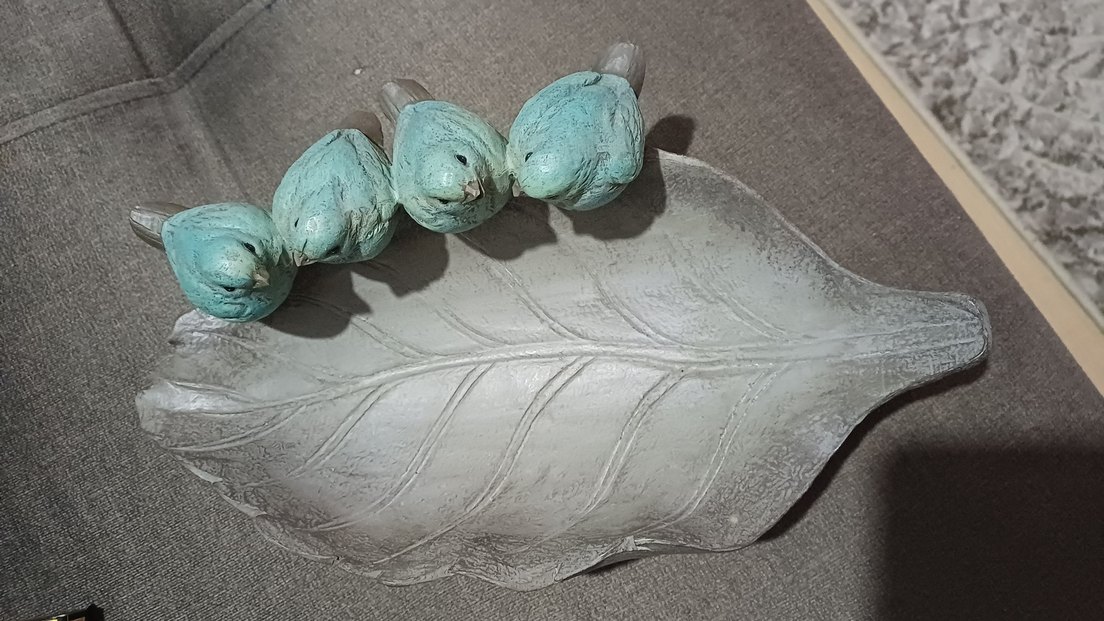 Turkuaz Kuşlu Gri Yaprak Biblo - Görsel 4