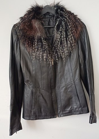 Kürklü Deri Biker Ceket - Görsel 2