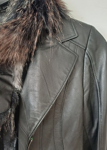 Kürklü Deri Biker Ceket - Görsel 5