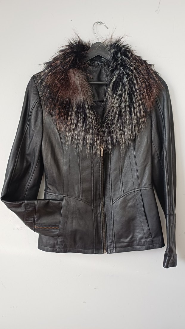 Kürklü Deri Biker Ceket - Görsel 3