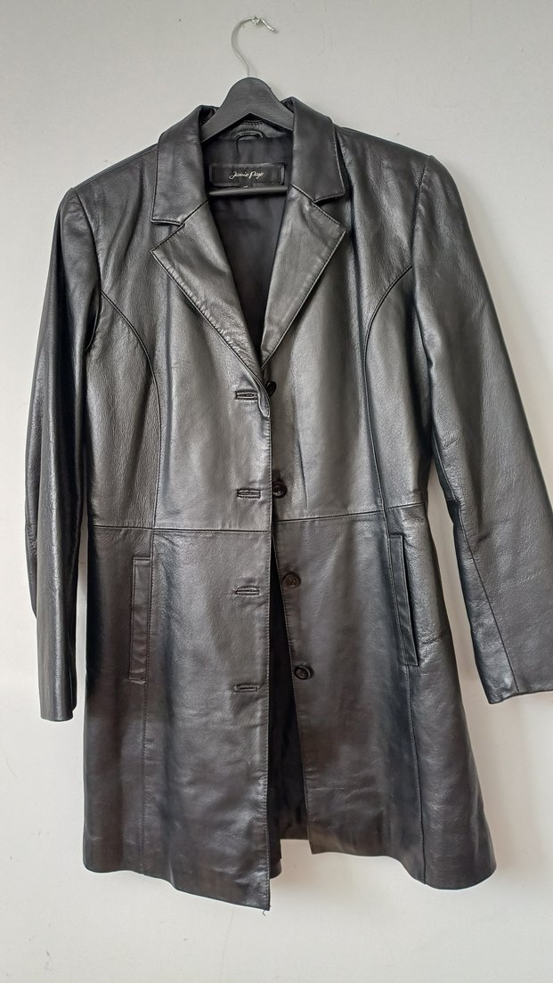 Düğmeli Siyah Deri Kadın Ceket - Görsel 2