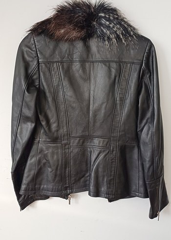 Klasik Siyah Deri Kadın Ceket - Görsel 2