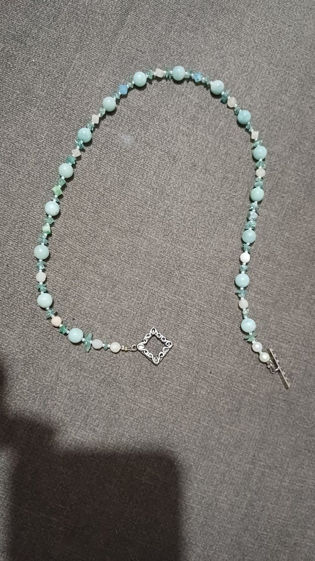 Uzun Turkuaz Boncuklu Bohem Kolye - Görsel 3