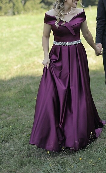 Mürdüm renk abiye - Görsel 2