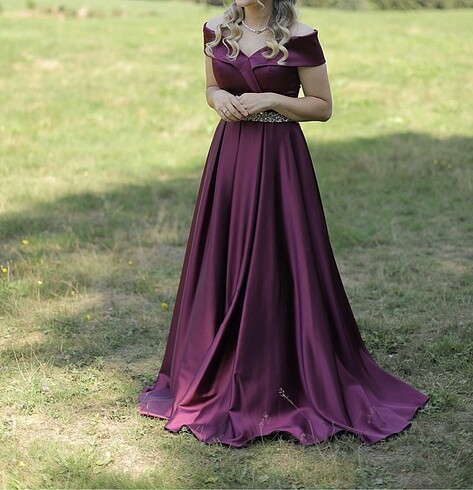 Mürdüm renk abiye - Görsel 3