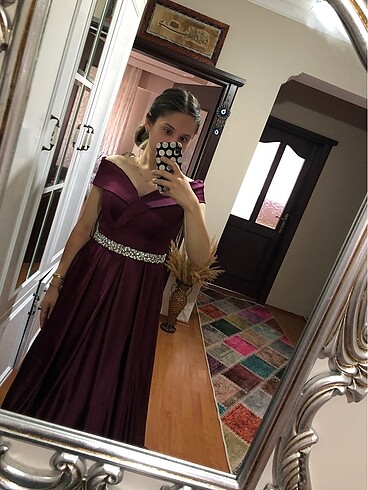 Mürdüm renk abiye - Görsel 4