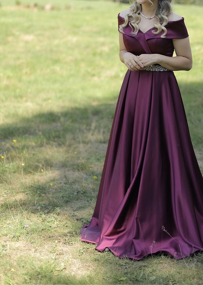 Mürdüm renk abiye - Görsel 3